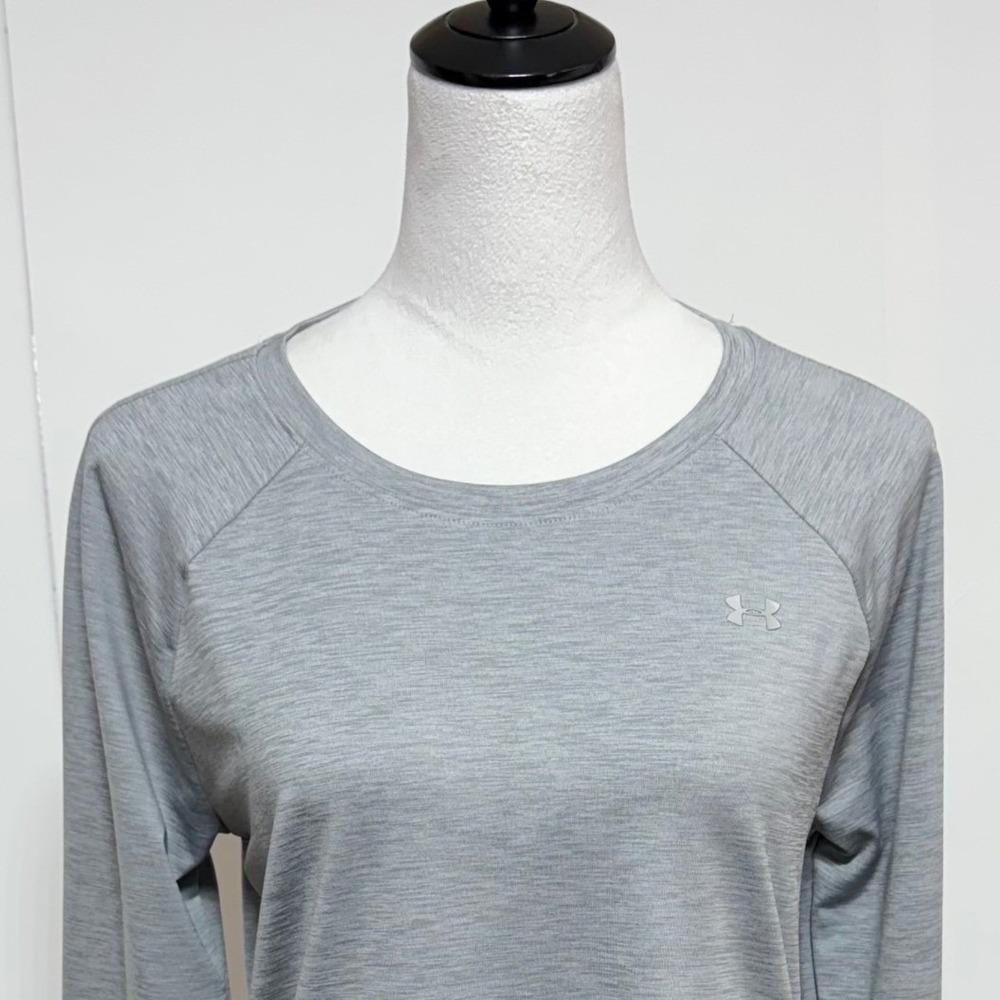 Under Armour Top Womens Large Gray HeatGear Open Back Long Sleeve Athletic